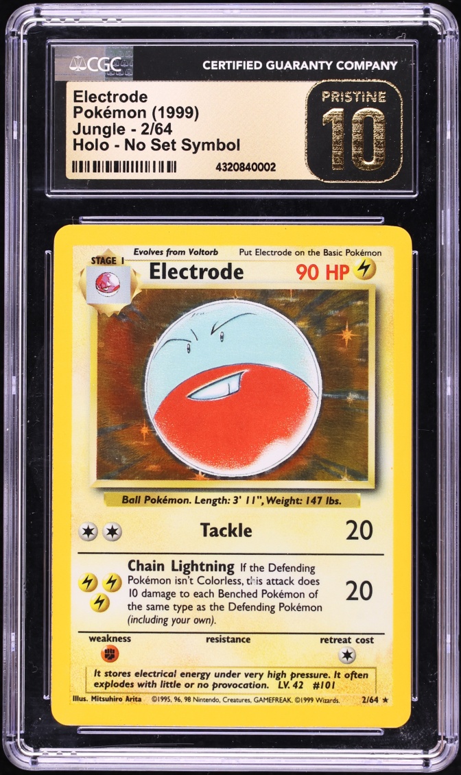 1999 Pokemon Jungle No Set Symbol Holo Electrode #2 CGC 10 PRISTINE