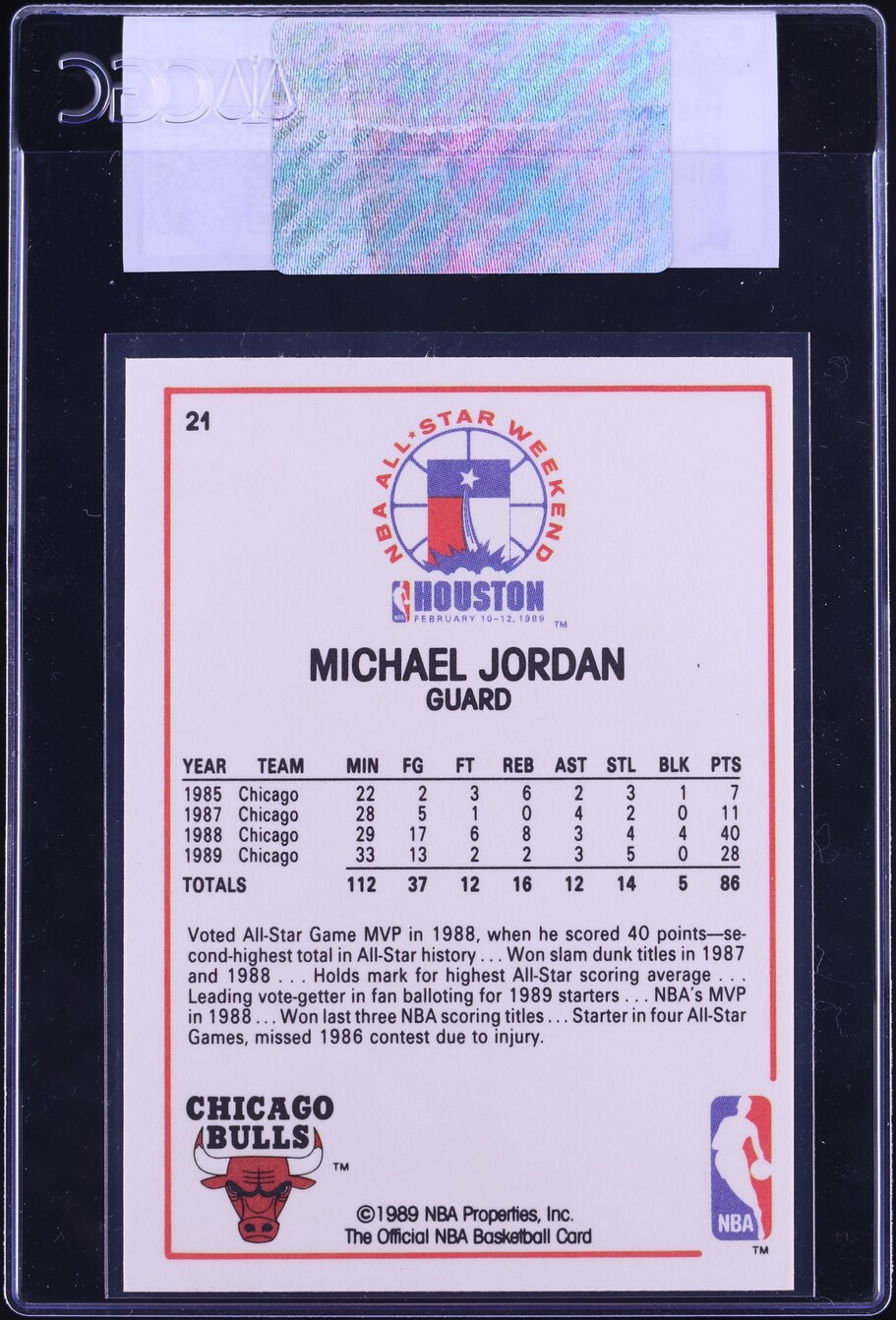 1989 Hoops All-Star Michael Jordan #21 CGC AUTH