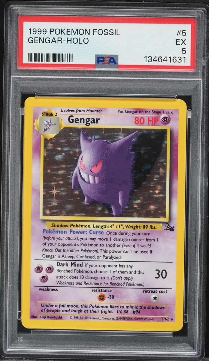 1999 Pokemon Fossil Holo Gengar #5 PSA 5 EX