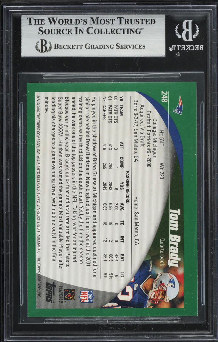 2002 Topps Football Tom Brady #248 BGS 8.5 NM-MT+