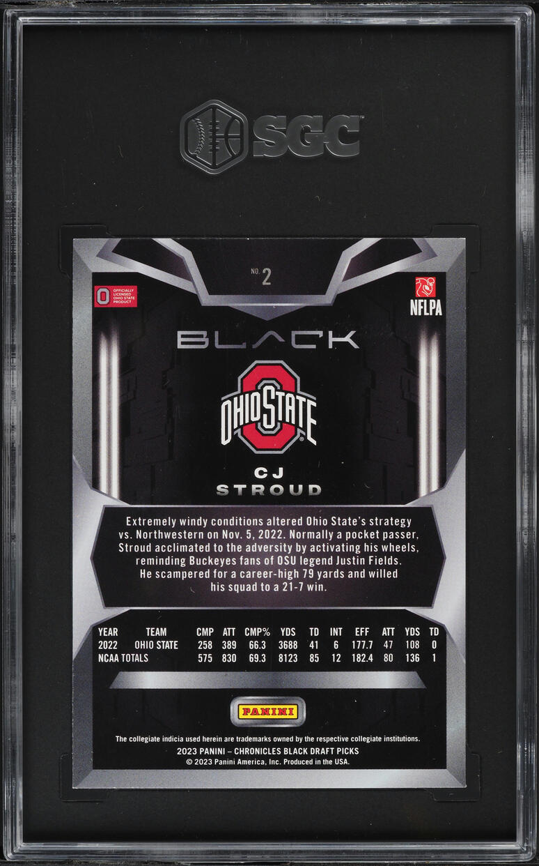 2023 Panini Chronicles Draft Picks Black C.J. Stroud ROOKIE #2 SGC 9.5 MINT+