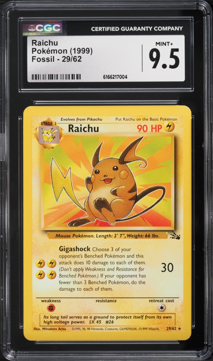 1999 Pokemon Fossil Raichu #29 CGC 9.5 MINT+