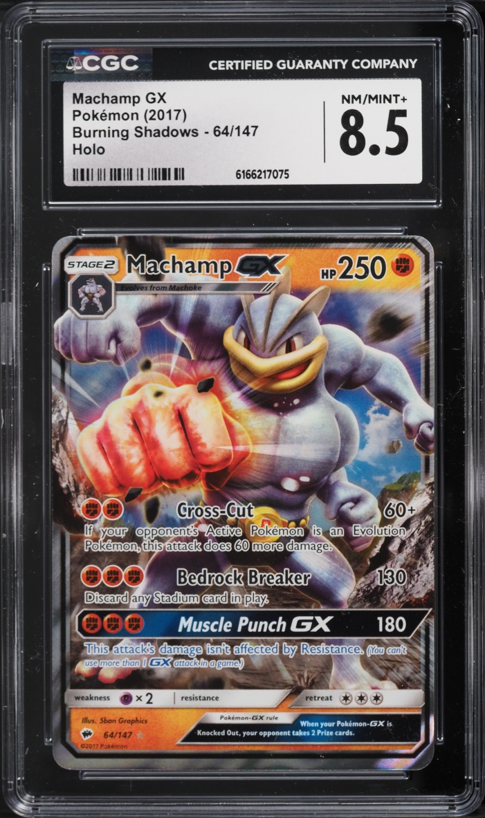 2017 Pokemon Sun & Moon Burning Shadows Holo Machamp GX #64 CGC 8.5 NM-MT+