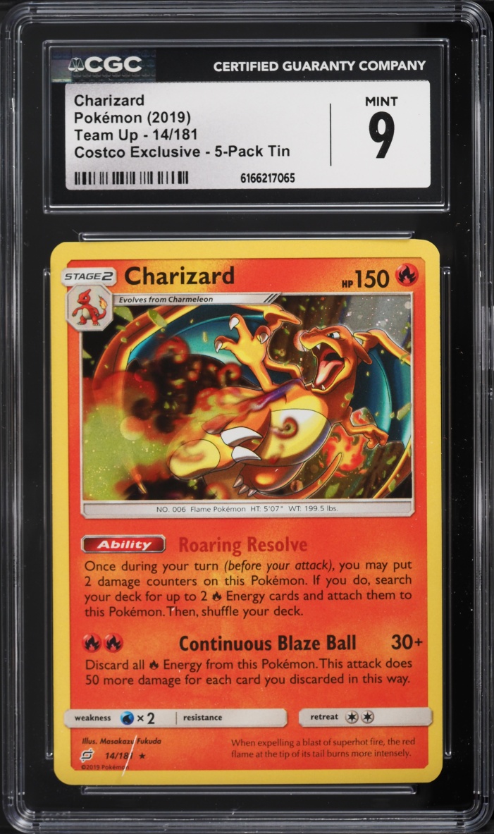 2019 Pokemon Sun & Moon Team Up Costco Exclusive Holo Charizard #14 CGC 9 MINT