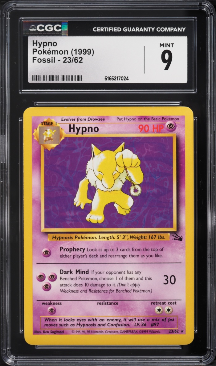 1999 Pokemon Fossil Hypno #23 CGC 9 MINT