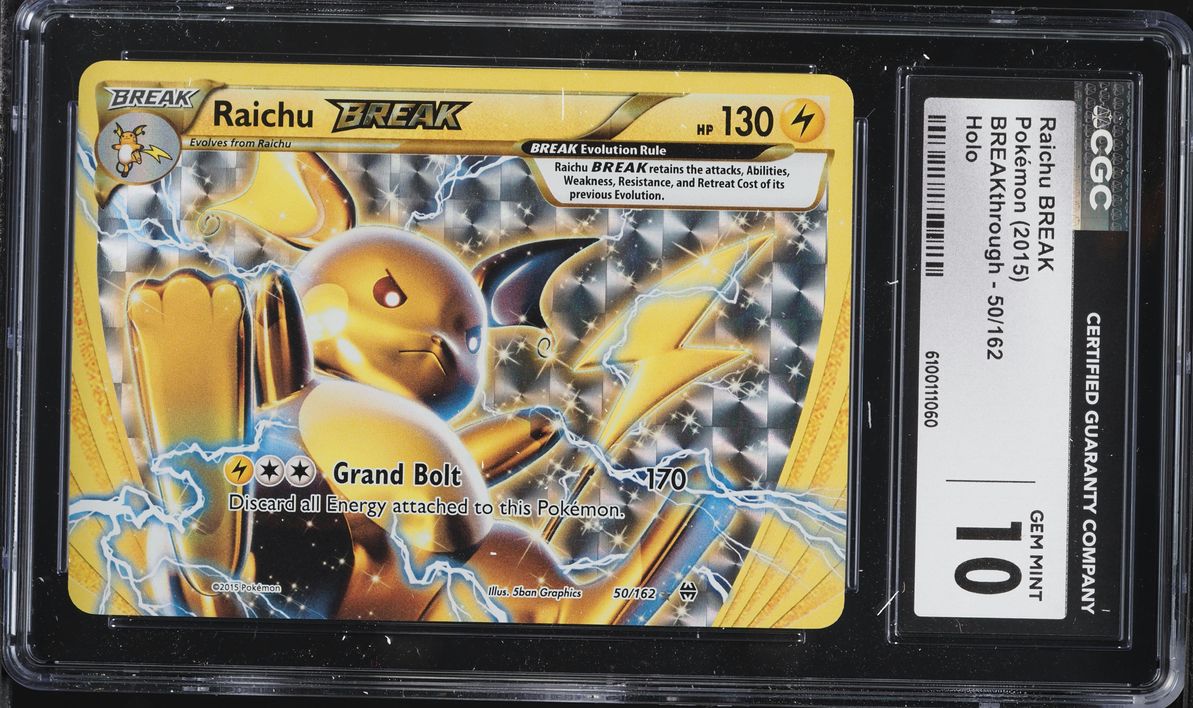 2015 Pokemon XY BREAKthrough Holo Raichu BREAK #50 CGC 10 GEM MINT