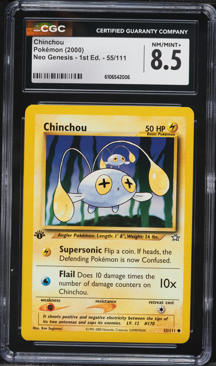 2000 Pokemon Neo Genesis 1st Edition Chinchou #55 CGC 8.5 NM-MT+