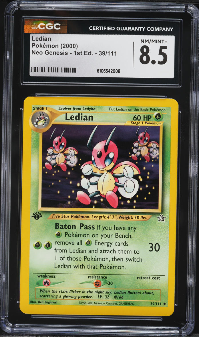 2000 Pokemon Neo Genesis 1st Edition Ledian #39 CGC 8.5 NM-MT+