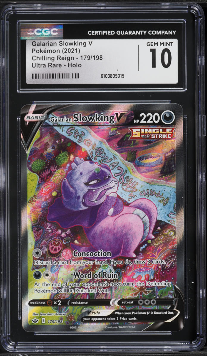 2021 Pokemon Sword & Shield Chilling Reign Full Art Galarian Slowking V #179 CGC 10 GEM MINT