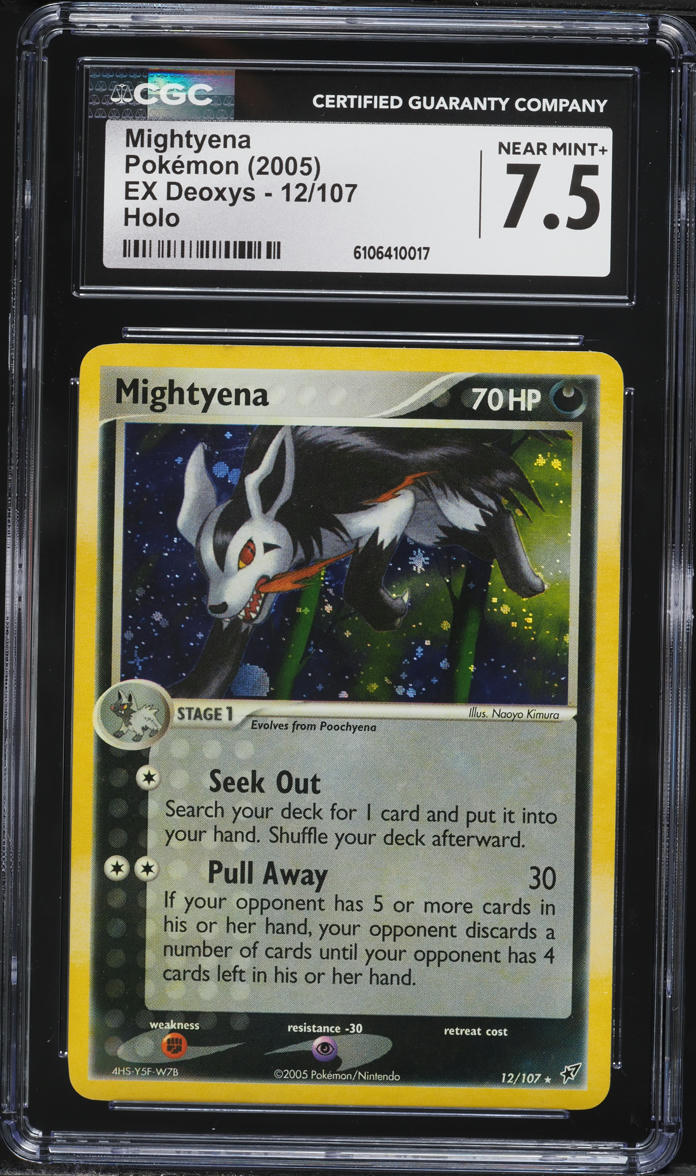 2005 Pokemon EX Deoxys Holo Mightyena #12 CGC 7.5 NRMT+