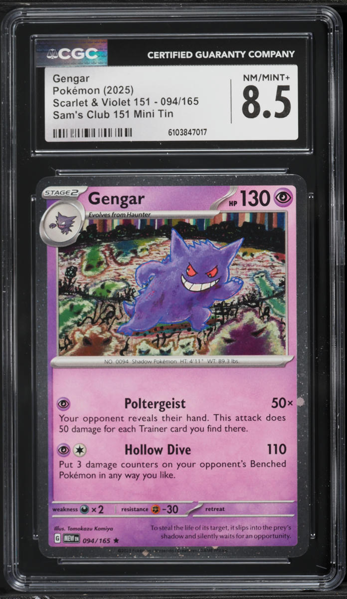 2025 Pokemon Scarlet & Violet 151 Sam's Club Mini Tin Gengar #094 CGC 8.5 NM-MT+