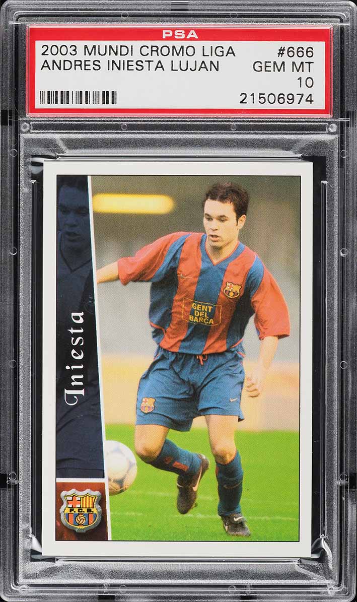 2002 Mundi Cromo Liga Andres Iniesta Lujan ROOKIE #666 PSA 10 GEM MINT
