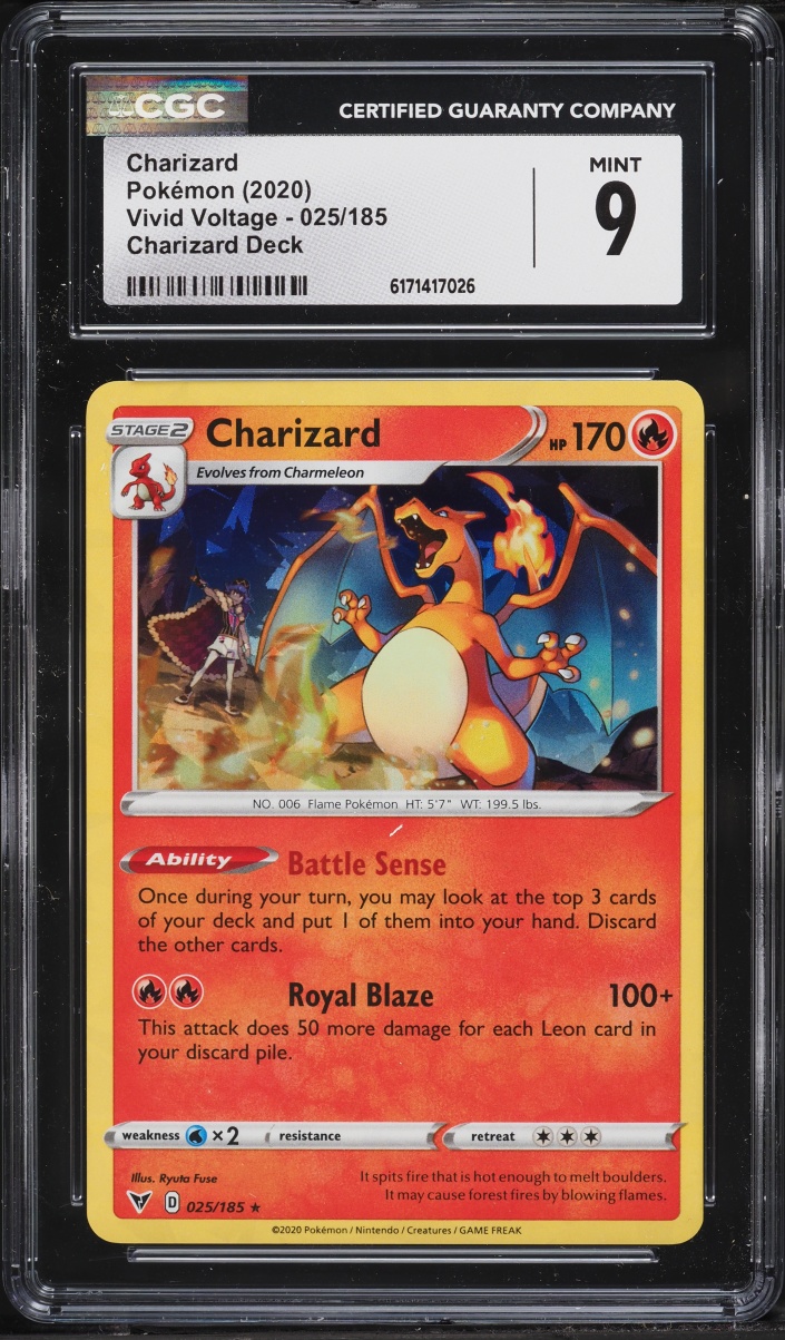 2020 Pokemon Sword & Shield Vivid Voltage Deck Cracked Ice Holo Charizard #25 CGC 9 MINT