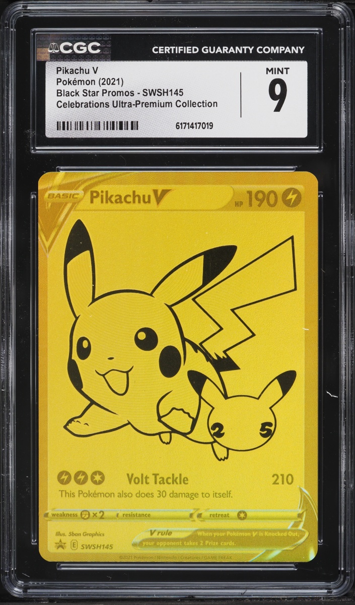 2021 Pokemon Sword & Shield Promo Celebrations Ultra Premium Full Art Pikachu V #SWSH145 CGC 9