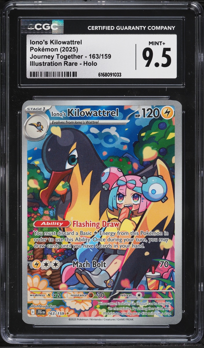 2025 Pokemon Scarlet & Violet Journey Together IR Iono's Kilowattrel #163 CGC 9.5 MINT+