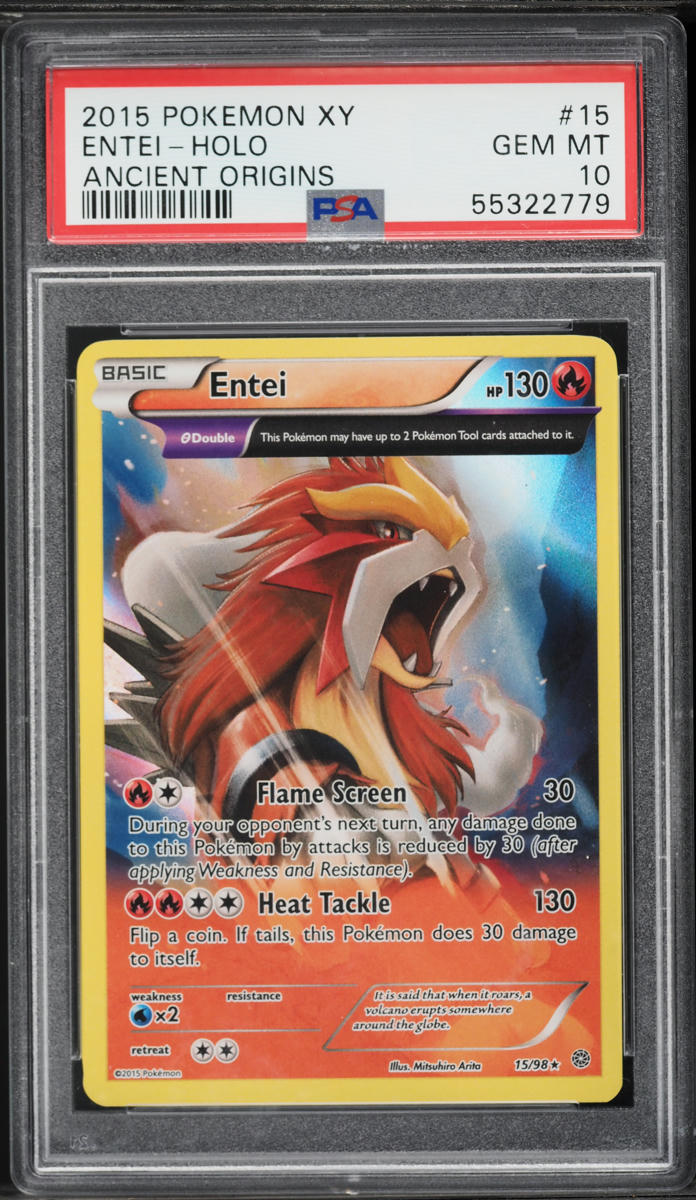 2015 Pokemon XY Ancient Origins Holo Entei #15 PSA 10 GEM MINT