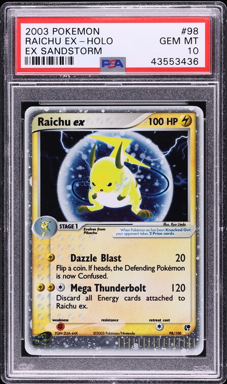2003 Pokemon EX Sandstorm Holo Raichu EX #98 PSA 10 GEM MINT