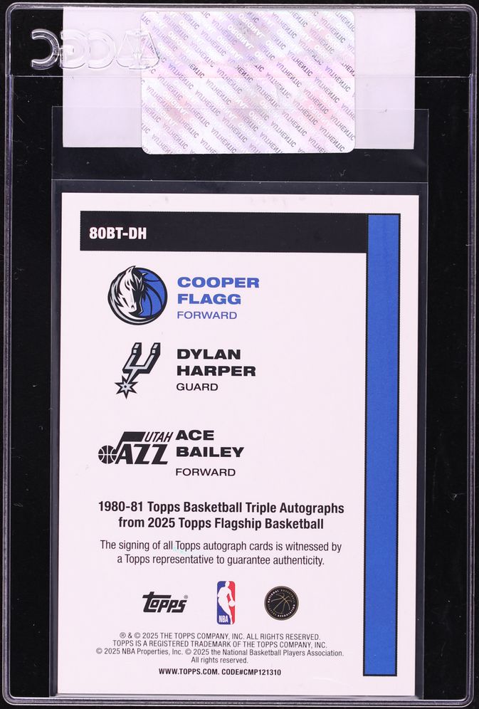2025 Topps '80 FoilFractor Triple Cooper Flagg Dylan Harper Ace Bailey ROOKIE AUTO 1/1 CGC AUTH