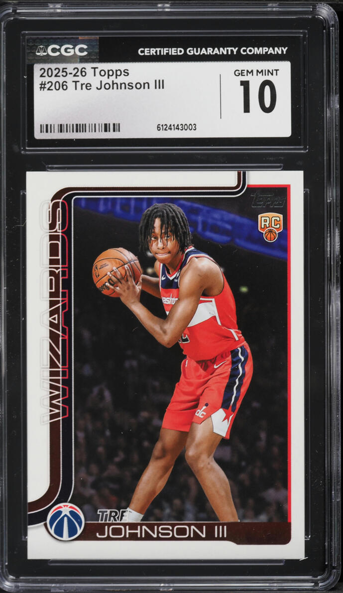 2025 Topps Basketball Tre Johnson III ROOKIE #206 CGC 10 GEM MINT