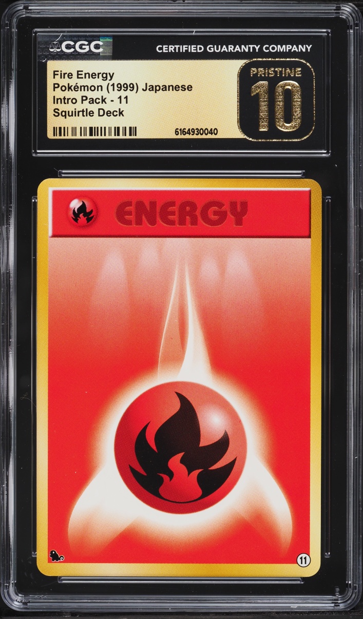 1999 Pokemon Japanese Intro Pack Squirtle Deck Fire Energy #11 CGC 10 PRISTINE