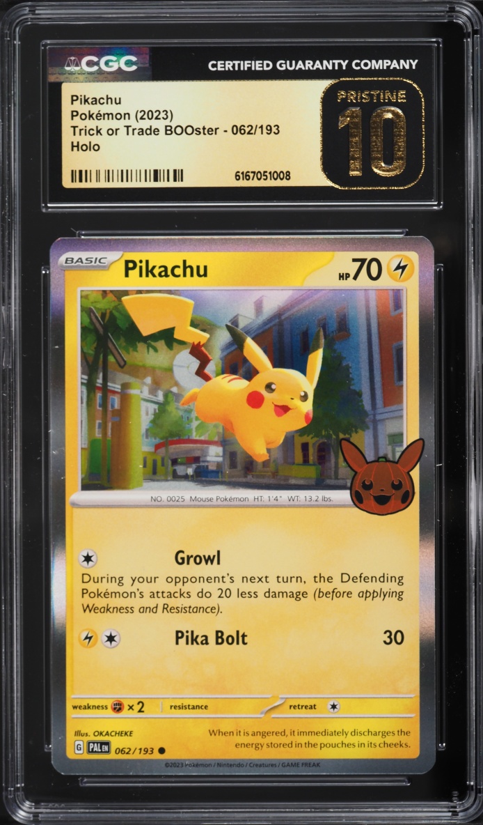 2023 Pokemon SV Paldea Evolved Trick Or Trade BOOster Holo Pikachu #62 CGC 10 PRISTINE
