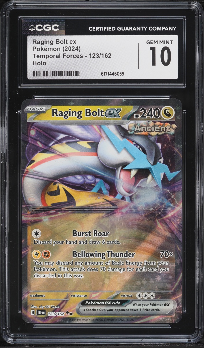 2024 Pokemon Scarlet & Violet Temporal Forces Holo Raging Bolt Ex #123 CGC 10 GEM MINT