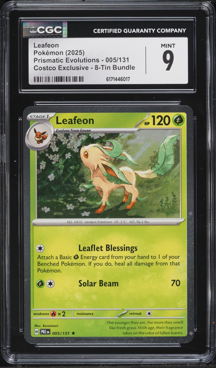 2025 Pokemon Scarlet & Violet Prismatic Evolutions Costco Exclusive Leafeon #5 CGC 9 MINT