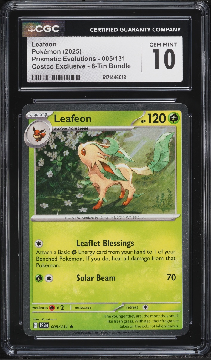 2025 Pokemon Scarlet & Violet Prismatic Evolutions Costco Exclusive Leafeon #5 CGC 10 GEM MINT