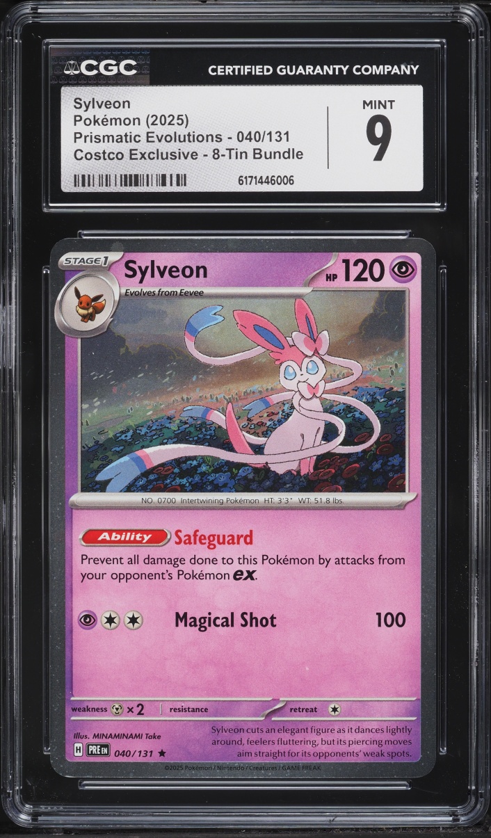 2025 Pokemon Scarlet & Violet Prismatic Evolutions Costco Exclusive Sylveon #40 CGC 9 MINT