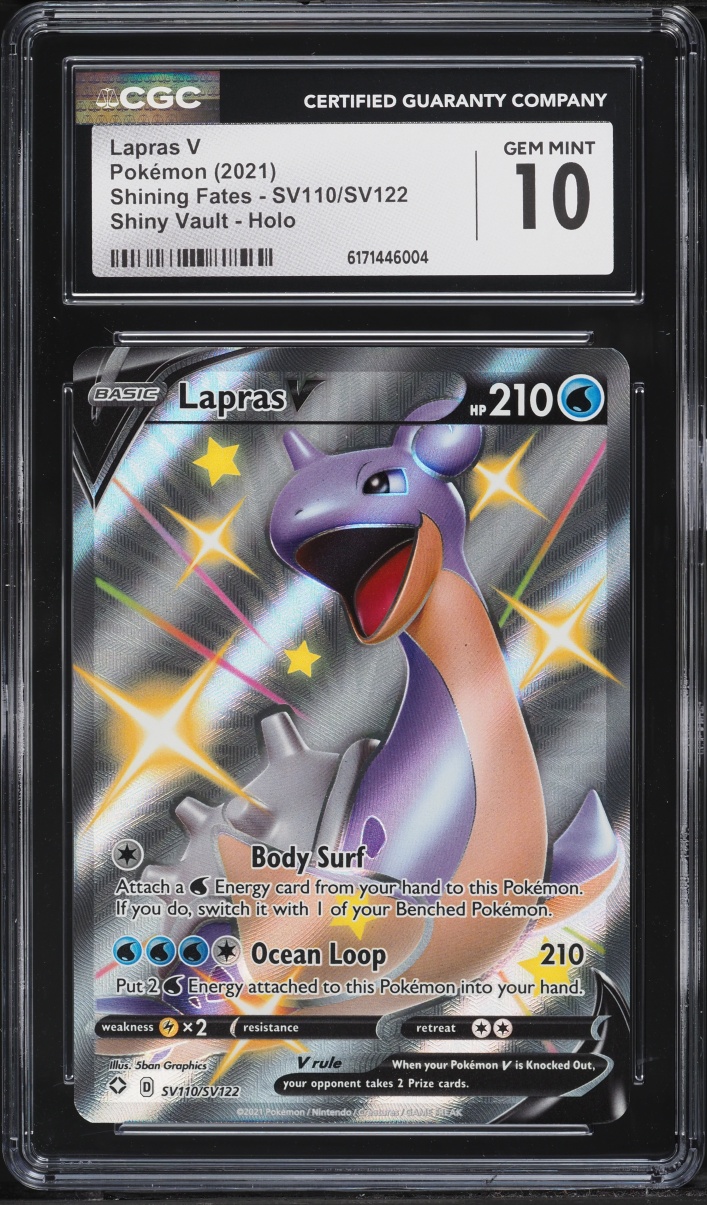 2021 Pokemon Sword & Shield Shining Fates Vault Full Art Lapras V #SV110 CGC 10 GEM MINT