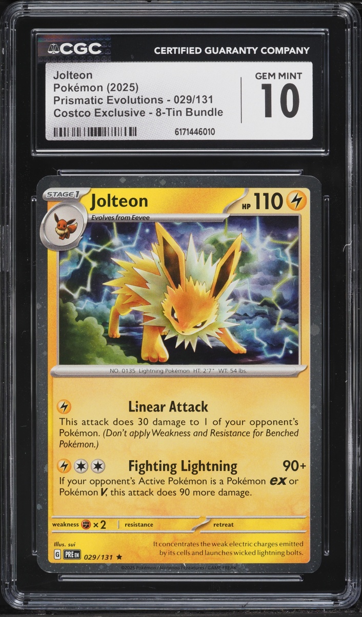 2025 Pokemon Scarlet & Violet Prismatic Evolutions Costco Exclusive Jolteon #29 CGC 10 GEM MINT