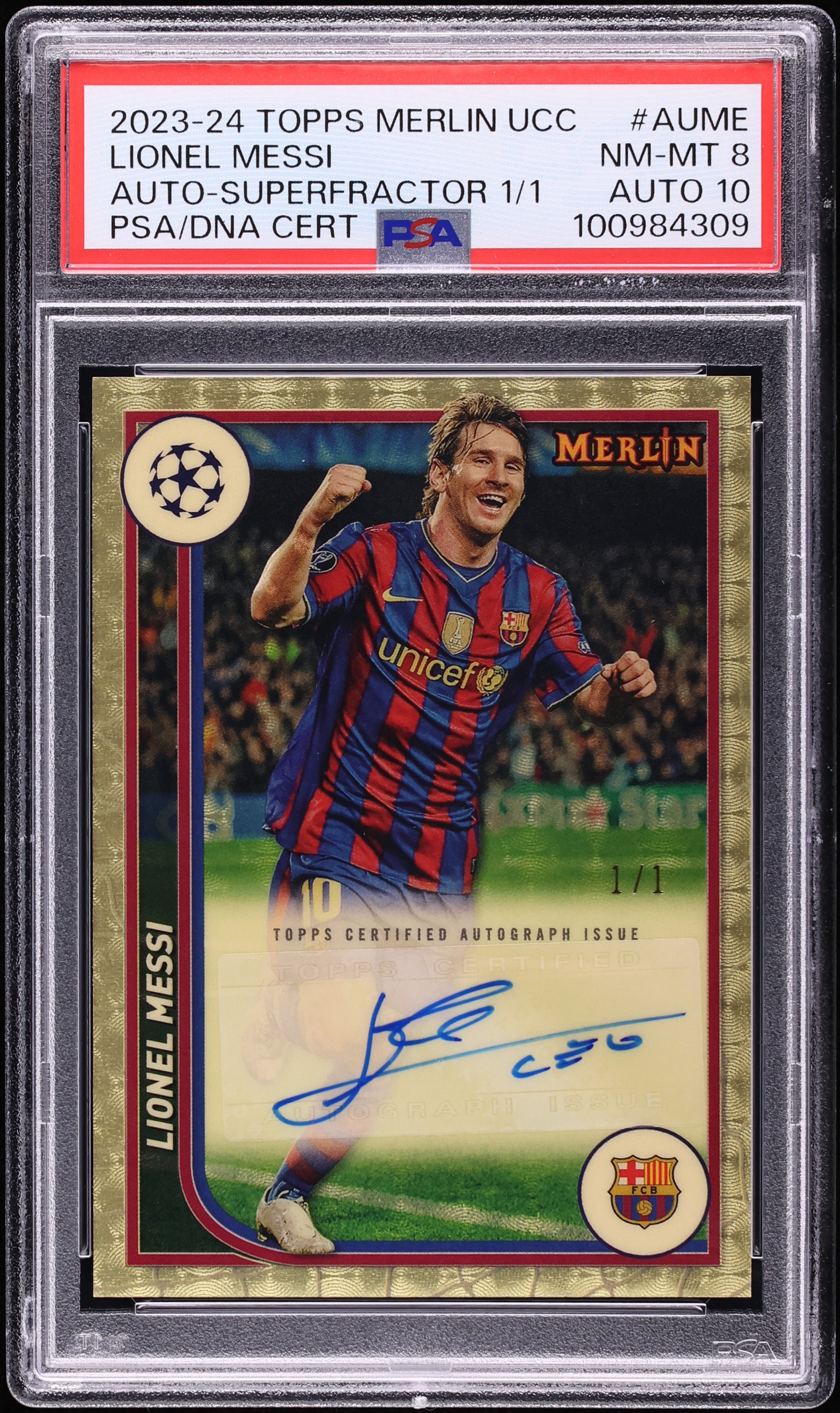 2023 Topps Merlin UEFA Club Competitions Superfractor Lionel Messi