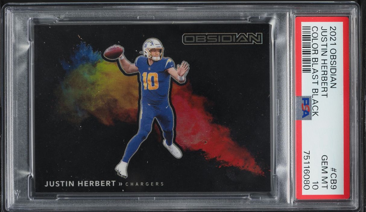 2021 Panini Obsidian Color Blast Black Justin Herbert #CB9 PSA 10 GEM MINT