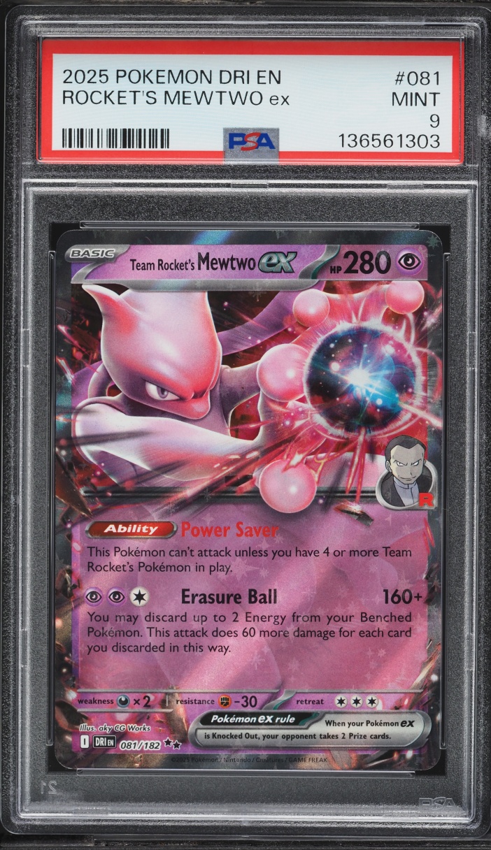 2025 Pokemon Scarlet & Violet Destined Rivals Holo Team Rocket's Mewtwo ex #81 PSA 9 MINT