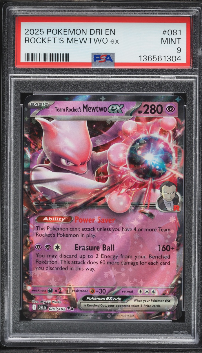 2025 Pokemon Scarlet & Violet Destined Rivals Holo Team Rocket's Mewtwo ex #81 PSA 9 MINT