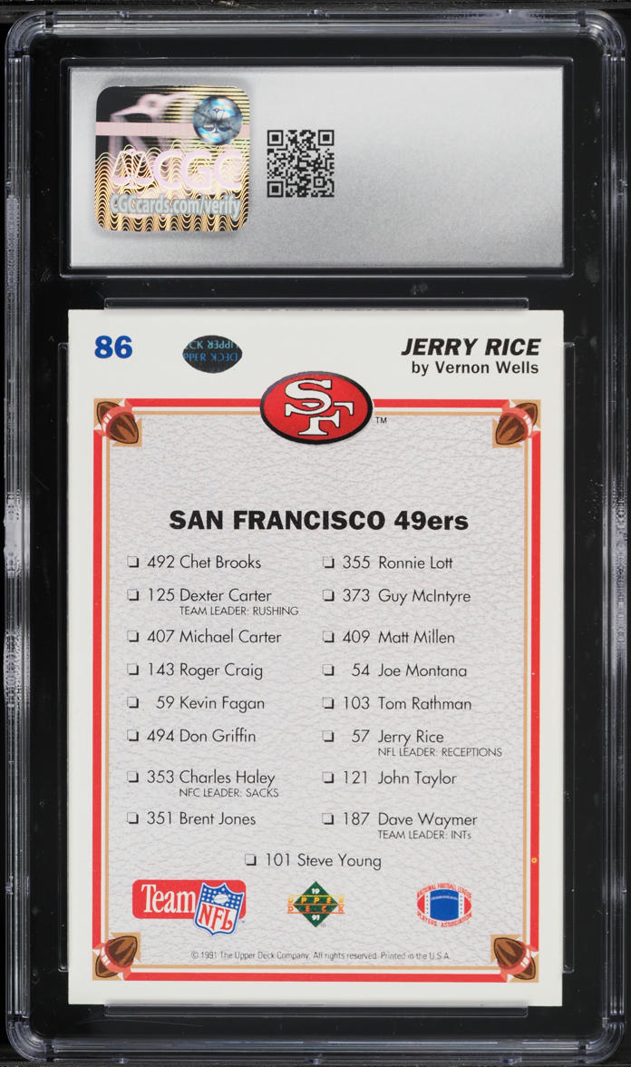 1991 Upper Deck Football Jerry Rice #86 CGC 9 MINT