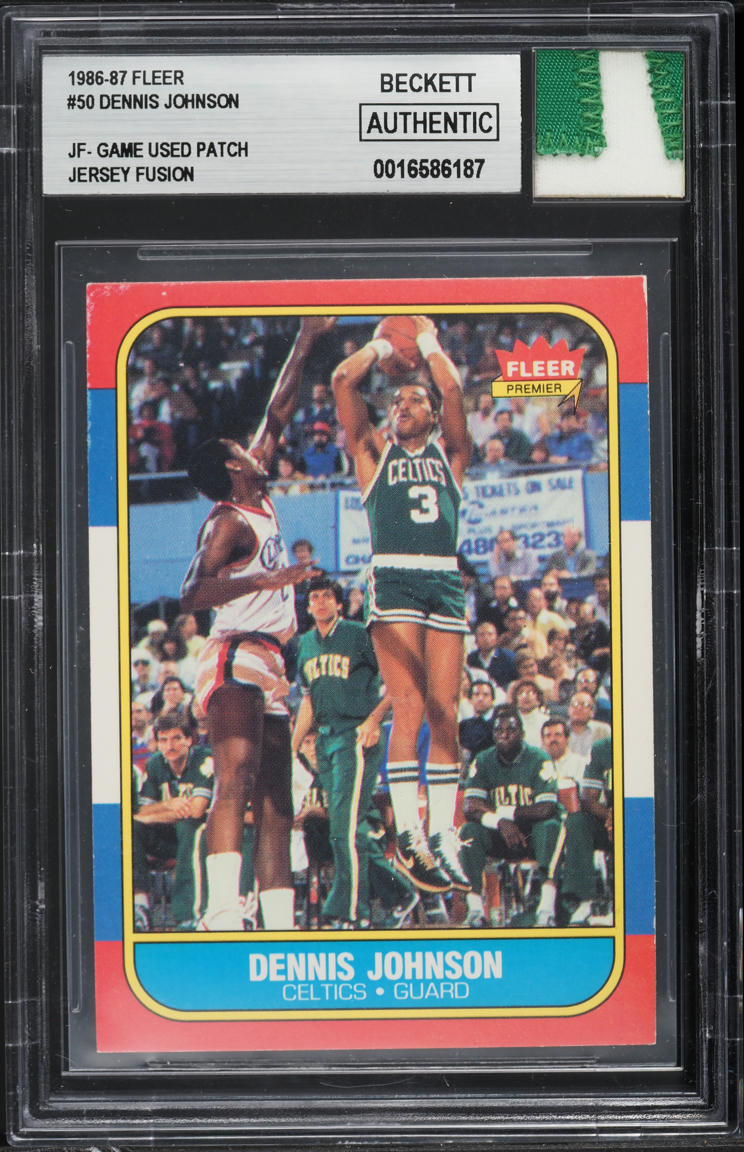 1986 Fleer Basketball Dennis Johnson GAME USED PATCH #50 BGS AUTH