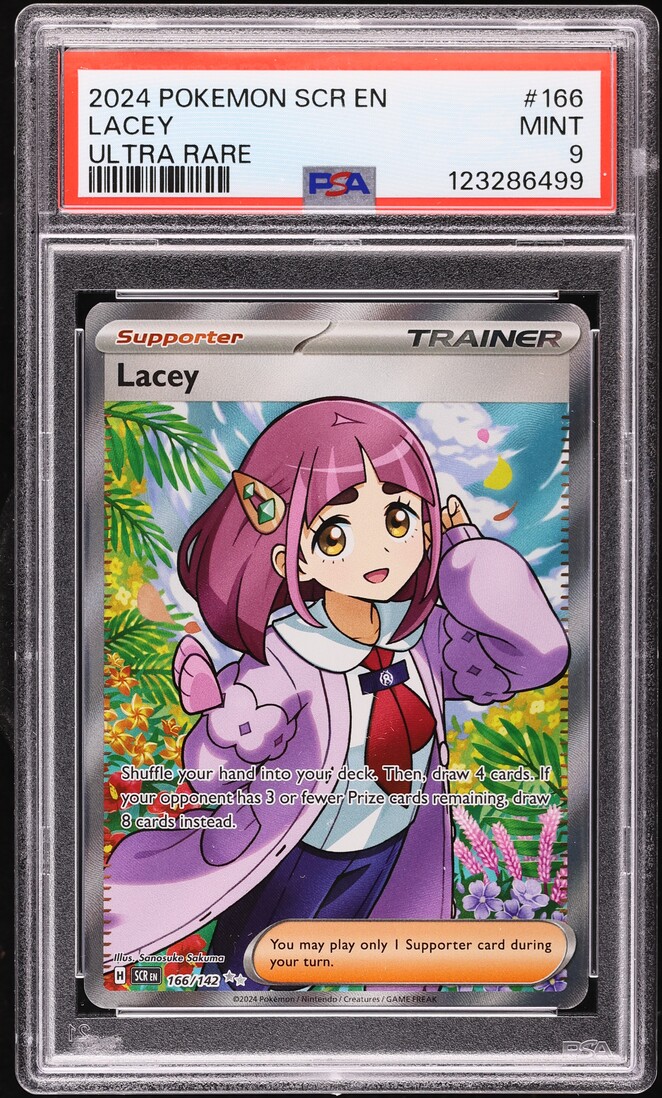 2024 Pokemon Scarlet & Violet Stellar Crown Full Art Lacey #166 PSA 9 MINT