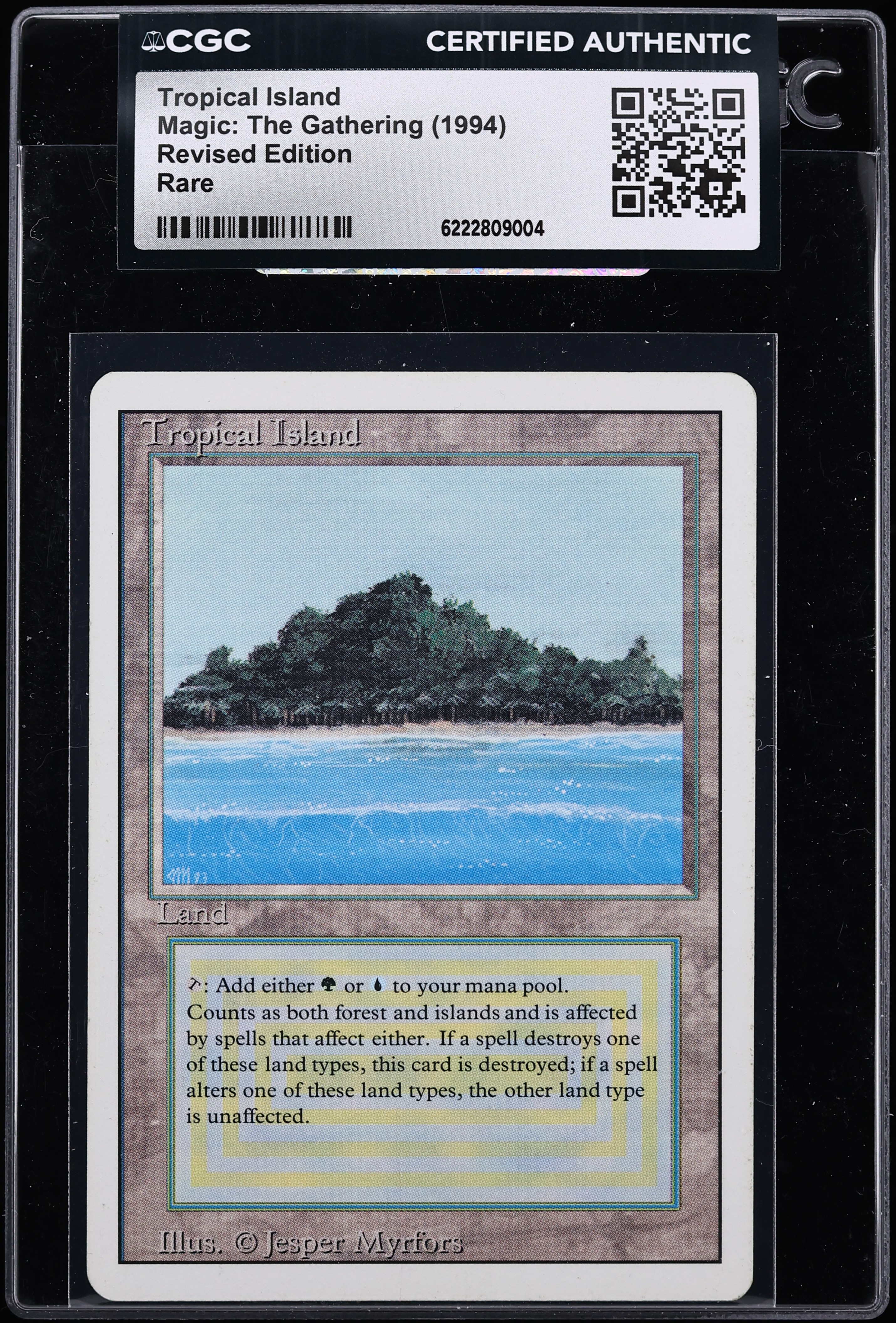 1994 Magic The Gathering MTG Revised Edition Dual Land Tropical Island CGC AUTH
