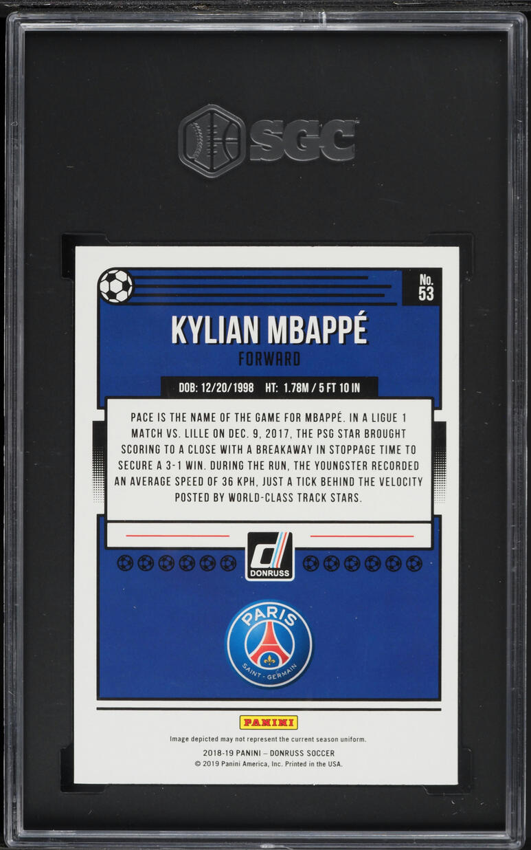2018 Donruss Soccer Kylian Mbappe ROOKIE #53 SGC 9.5 MINT+