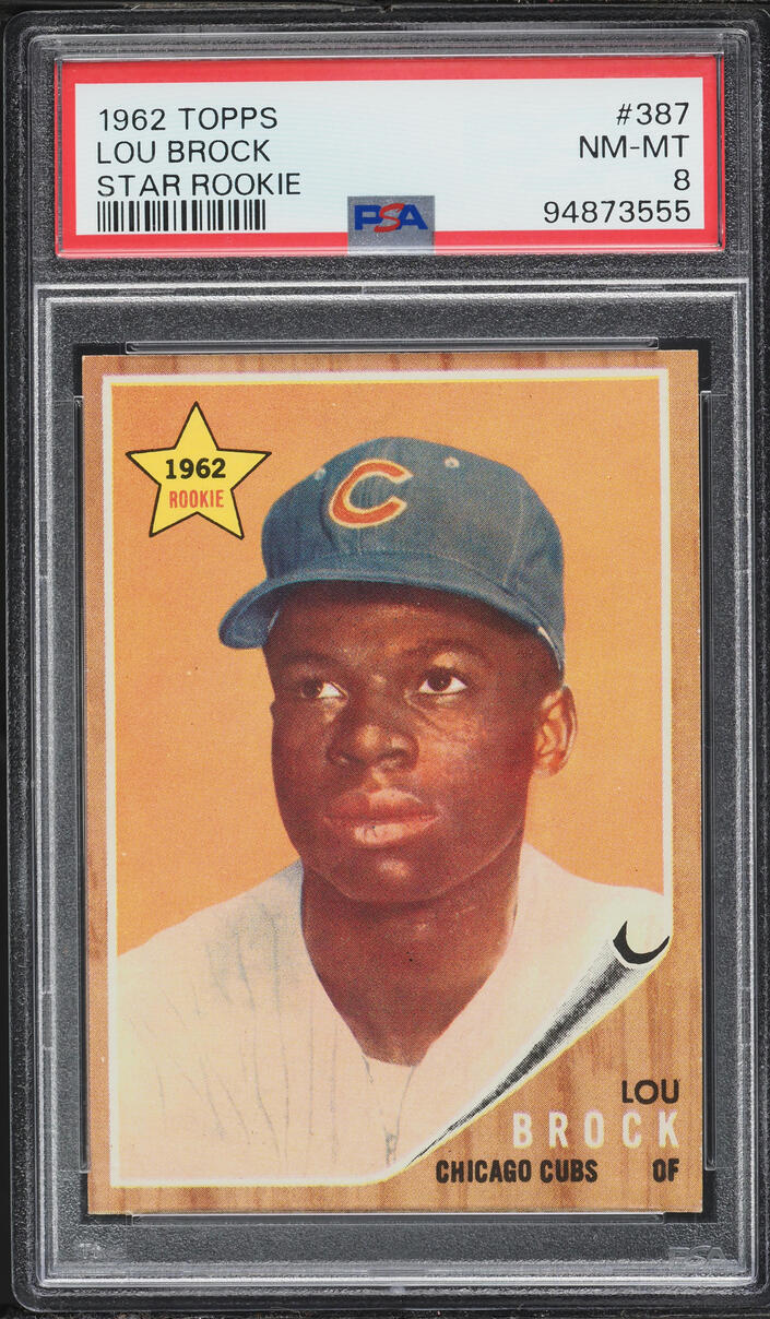 1962 Topps Lou Brock ROOKIE #387 PSA 8 NM-MT