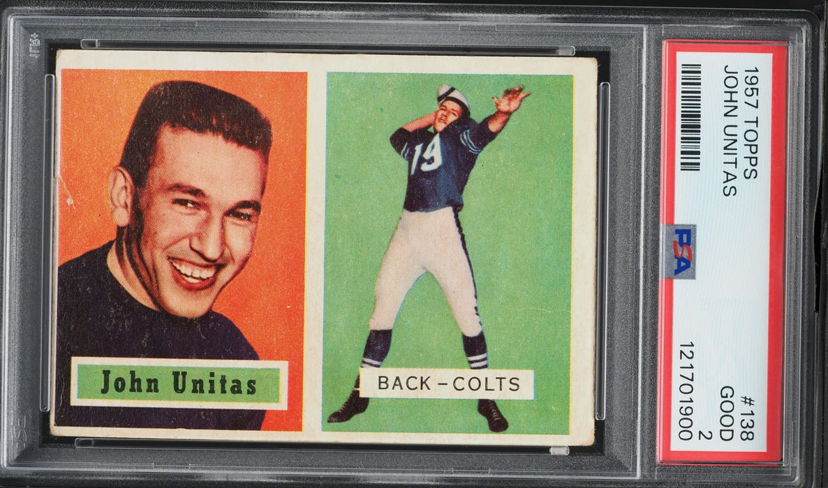 1957 Topps Football Johnny Unitas ROOKIE #138 PSA 2 GD