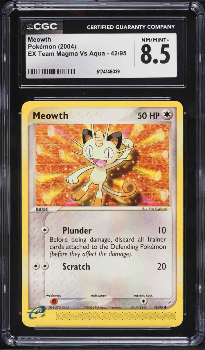 2004 Pokemon EX Team Magma VS Aqua Meowth #42 CGC 8.5 NM-MT+