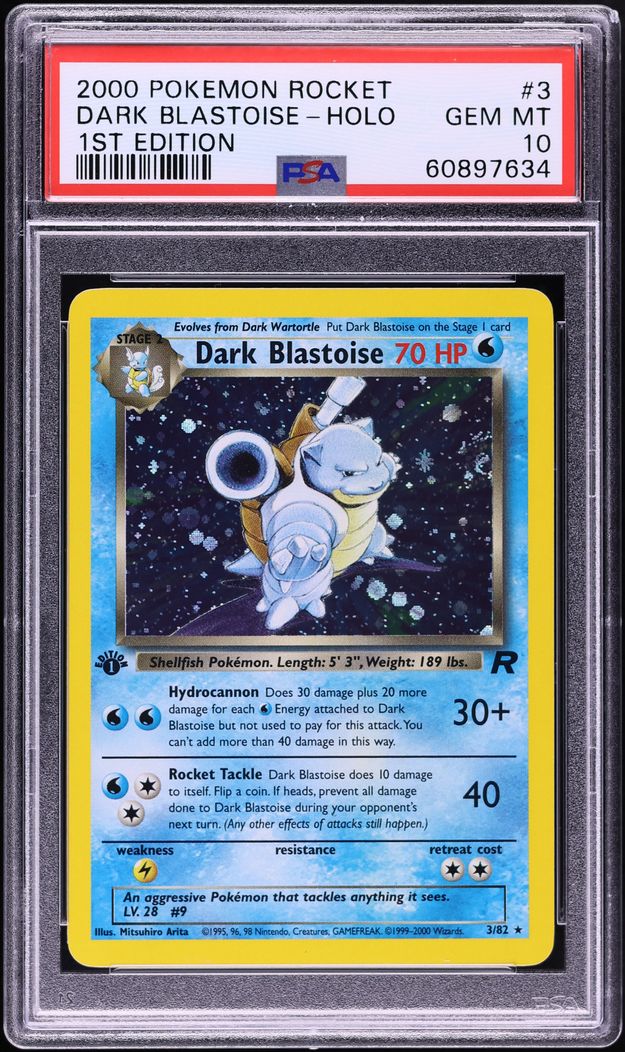 2000 Pokemon Team Rocket 1st Edition Holo Dark Blastoise #3 PSA 10 GEM MINT