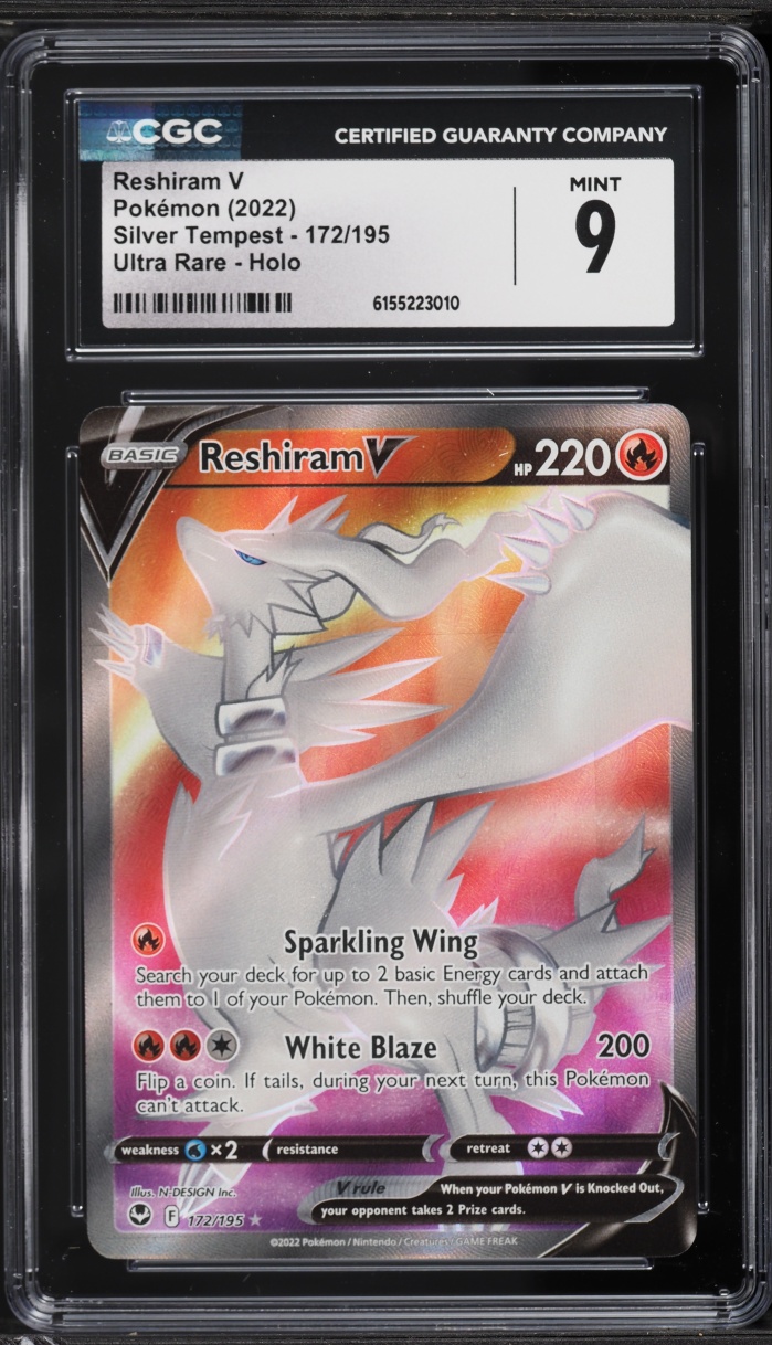 2022 Pokemon Sword & Shield Silver Tempest Full Art Reshiram V #172 CGC 9 MINT