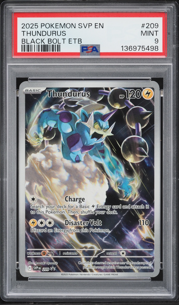 2025 Pokemon Scarlet & Violet Promo Black Bolt ETB Full Art Thundurus #209 PSA 9 MINT