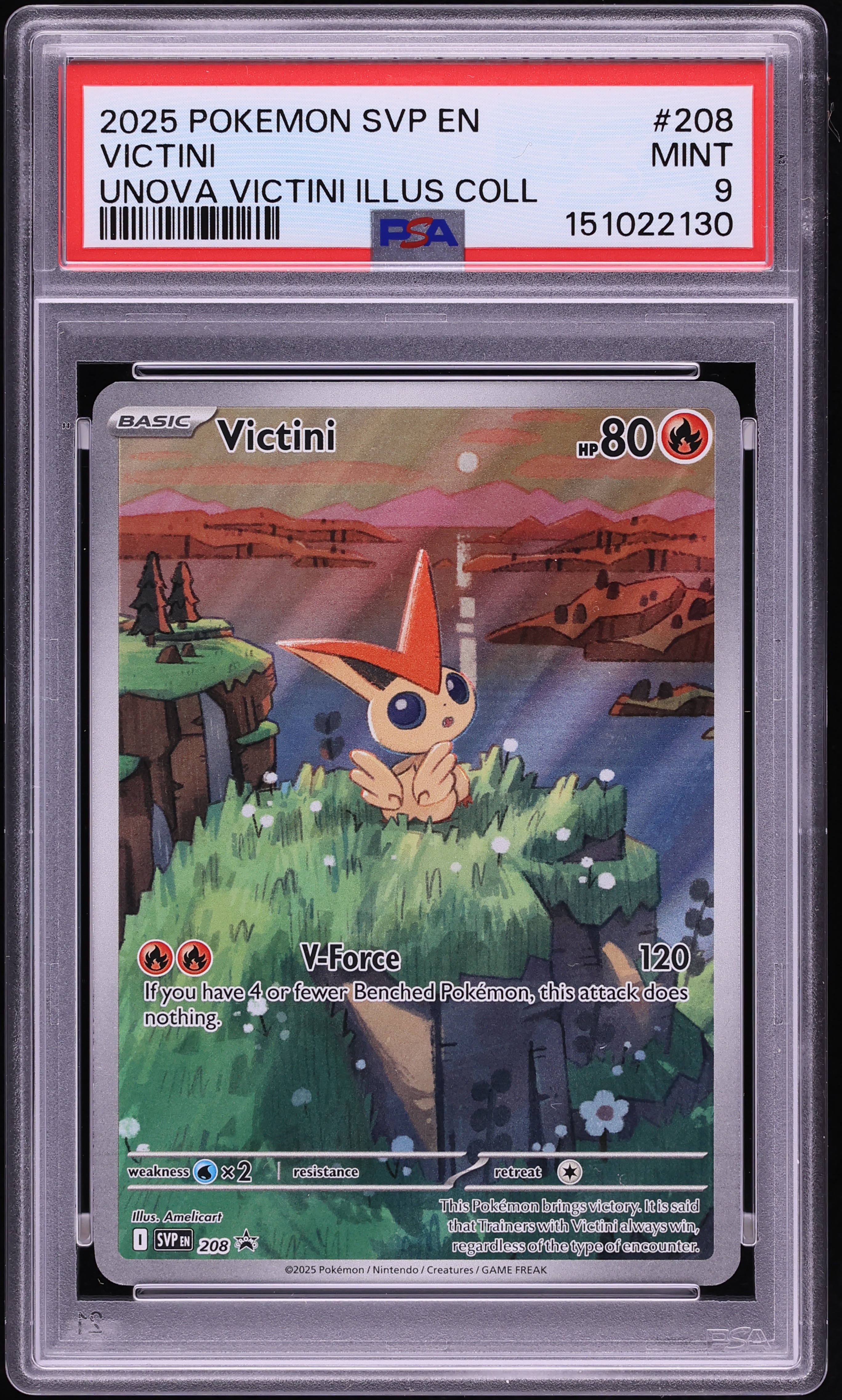 2025 Pokemon Scarlet & Violet Promo Unova Illustration Alt Art Victini #208 PSA 9 MINT