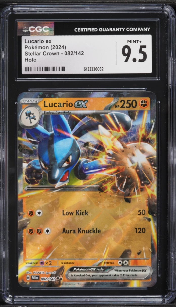 2024 Pokemon Scarlet & Violet Stellar Crown Holo Lucario EX #82 CGC 9.5 MINT+