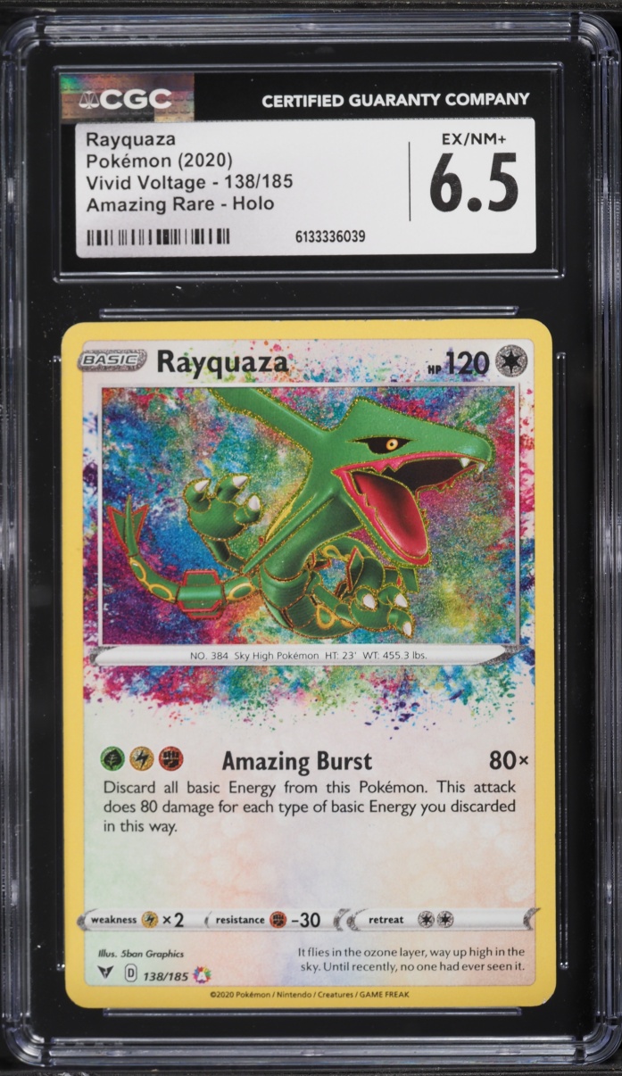 2020 Pokemon Sword & Shield Vivid Voltage Amazing Rare Rayquaza #138 CGC 6.5 EXMT+