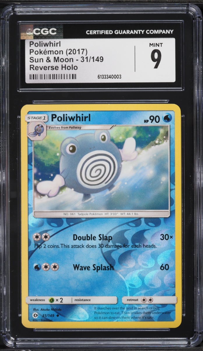 2017 Pokemon Sun & Moon Reverse Holo Poliwhirl #31 CGC 9 MINT
